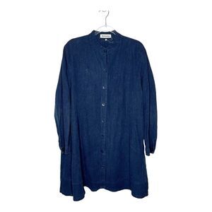 Mordenmiss Womens Tunic Dress Size L Denim Long Sleeve Button Front Lagenlook